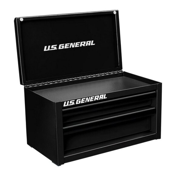 US General Black Mini Tool Box 2 Drawers Top Compartment New Sealed in Box - Picture 3 of 14
